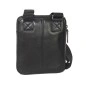 BESACE EN CUIR DE VACHETTE PORTE CROISE NOIR EXTRA PLATE  TAILLE XS - GAMME NIGHT - AZZARO