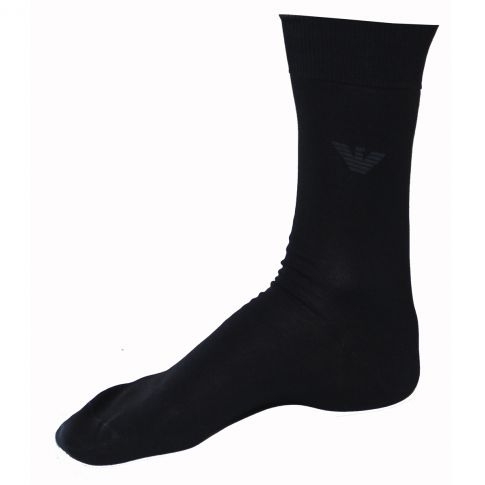 CHAUSSETTES HAUTES COTON NOIRES UNIS - ARMANI