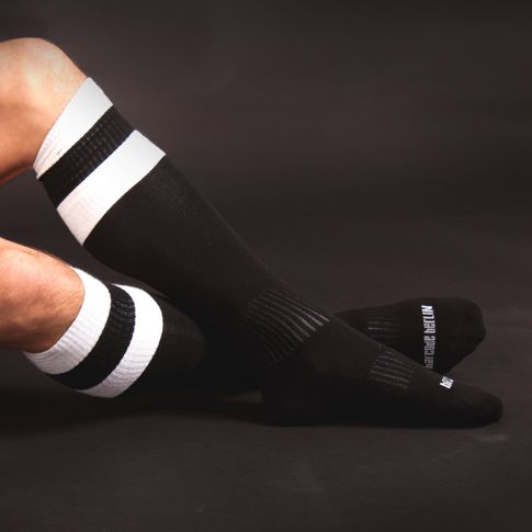 CHAUSSETTES FOOTBALL HAUTE NOIR/BLANC - BARCODE