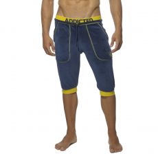 SHORT 3/4 NAVY/JAUNE VELVET KNEE PANT AD348 - ADDICTED