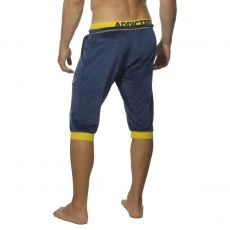 SHORT 3/4 NAVY/JAUNE VELVET KNEE PANT AD348 - ADDICTED