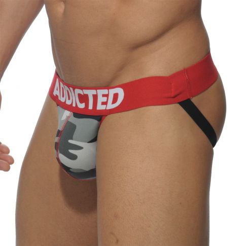 JOCK STRAP CAMOUFLAGE GRIS AVEC PUSH UP - AD006  ADDICTED