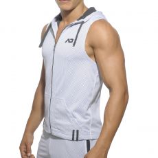 VESTE SPORT BLANC SANS MANCHES A CAPUCHE LOOP MESH  AD355 - ADDICTED