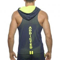 VESTE SPORT NAVY SANS MANCHES A CAPUCHE LOOP MESH  AD355 - ADDICTED