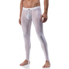 PANTALON LEGGINGS BLANC STRAPPED EN TULLE FIN TRANSPARENT M101 - MANSTORE