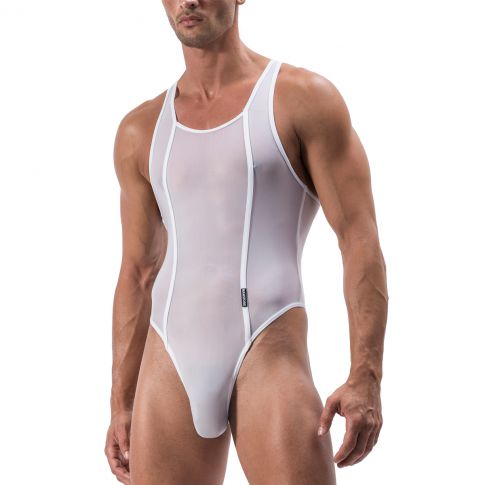 BODY STRING BLANC  EN TULLE FIN TRANSPARENT M101 - MANSTORE