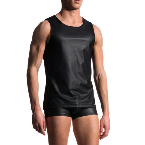 DEBARDEUR NOIR POLYESTER SLIM TANK M104 - MANSTORE