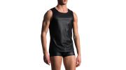 DEBARDEUR NOIR POLYESTER SLIM TANK M104 - MANSTORE
