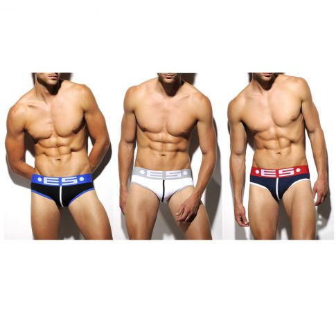 PACK DE 3 SLIPS COTON NOIR/BLANC/NAVY - ES COLLECTION