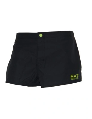 SHORT DE BAIN ET SPORT COURT NOIR LOGO JEUNE FLUO - EA7