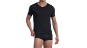 T-SHIRT NOIR EN COTON COL V REGULAR RED 1601 - OLAF BENZ