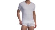 T-SHIRT BLANC EN COTON COL V REGULAR RED 1601 - OLAF BENZ
