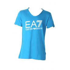 T SHIRT TURQUOISE COL ROND COTON AJOURE- EA7