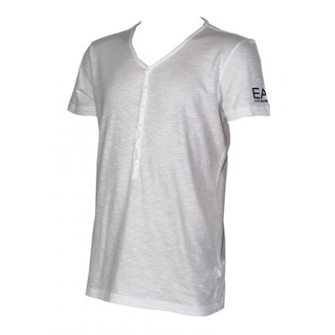 T SHIRT BLANC LARGE COL COTON - EA7