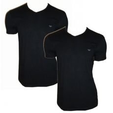 PACK DE 2 T-SHIRT NOIR LOGO EAGLE COL V - EMPORIO ARMANI