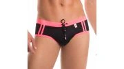 SLIP DE BAIN SPORT NOIR CEINTURE FUSHIA  0086 - JOR
