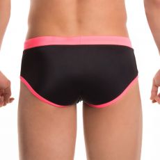 SLIP DE BAIN SPORT NOIR CEINTURE FUSHIA  0087 - JOR