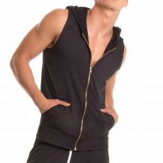 VESTE DE SPORT SANS MANCHES FIGHTER HOODIE NOIR  0297 - JOR