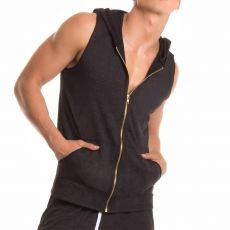 VESTE DE SPORT SANS MANCHES FIGHTER HOODIE NOIR  0297 - JOR