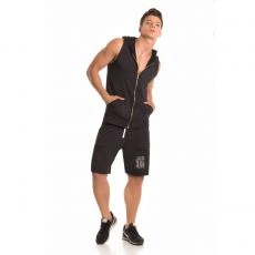 VESTE DE SPORT SANS MANCHES FIGHTER HOODIE NOIR  0297 - JOR