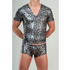 T-SHIRT COL V  ATHENI CAMOUFLAGE GRIS - BODYART