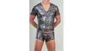 T-SHIRT COL V  ATHENI CAMOUFLAGE GRIS - BODYART
