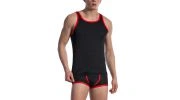 DEBARDEUR NOIR BORDURES ROUGES CARRESHIRT RED 1604 - OLAF BENZ