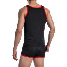 DEBARDEUR NOIR BORDURES ROUGES CARRESHIRT RED 1604 - OLAF BENZ