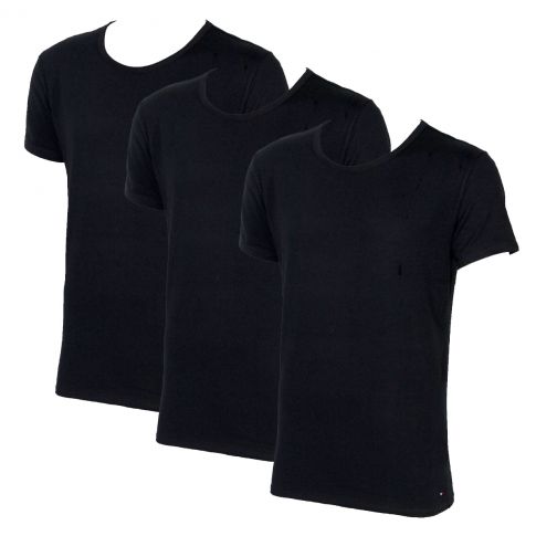PACK DE 3 T-SHIRT NOIR MANCHES COURTES COL ROND - TOMMY HILFIGER