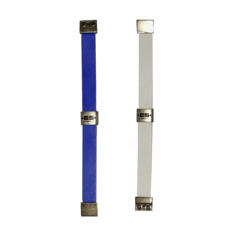 BRACELET REVERSIBLE EN CUIR BI COLOR BLEU/BLANC AC040 - ES COLLECTION