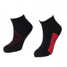 LOT DE 2 PAIRES CHAUSSETTES QUARTER NOIR LOGO ROUGE  - PUMA