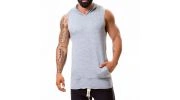 T-SHIRT HOODIE STEREO SANS MANCHES GRIS A CAPUCHE - JOR