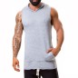 T-SHIRT HOODIE STEREO SANS MANCHES GRIS A CAPUCHE - JOR