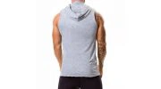 T-SHIRT HOODIE STEREO SANS MANCHES GRIS A CAPUCHE - JOR