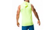 T-SHIRT HOODIE STEREO SANS MANCHES JAUNE FLUO A CAPUCHE - JOR