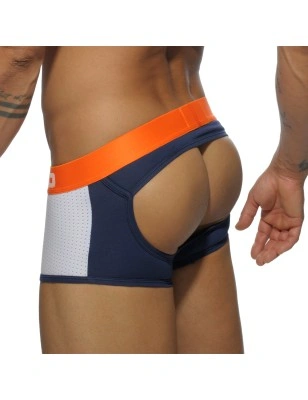 BOXER BOTTOMLESS NAVY CONTRAST MESH AD447 - ADDICTED