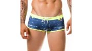 BOXER DE BAIN NAVY PAINT CEINTURE JAUNE FLUO 0348 - JOR
