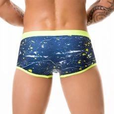 BOXER DE BAIN NAVY PAINT CEINTURE JAUNE FLUO 0348 - JOR