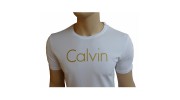 CALVIN KLEIN JEANS T-SHIRT CREW LOGO BLANC