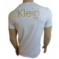 CALVIN KLEIN JEANS T-SHIRT CREW LOGO BLANC