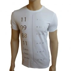 CALVIN KLEIN JEANS T-SHIRT CREW CHIFFRE BLANC