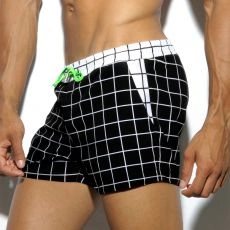 SHORT DE BAIN COURT SQUARES NOIR  1705 – ES COLLECTION