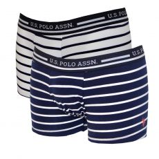 PACK 2 BOXERS BASIC MARINIERE NAVY ET BLANC USPA LOW RISE - US POLO