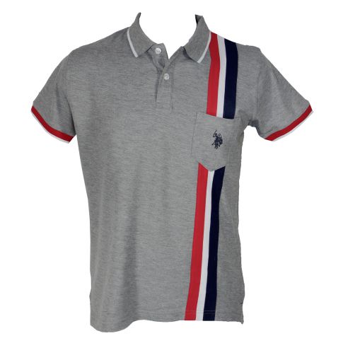 POLO GRIS BANDES TRICOLOR - US POLO ASSN