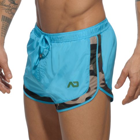SHORT DE BAIN TURQUOISE CAMOUFLAGE DETAIL ROCKY  ADS121 - ADDICTED