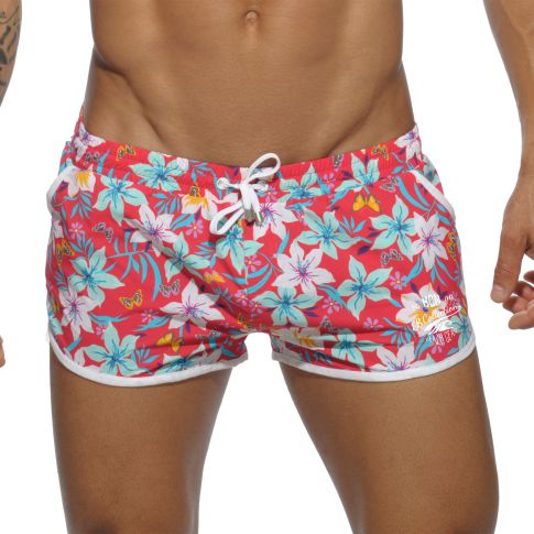 SHORT DE BAIN HAWAIIAN ROUGE  ADS115 - ADDICTED