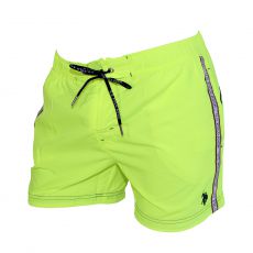 SHORT DE BAIN COURT AXEL JAUNE FLUO LOGO BANDES VERTICALES  - US POLO ASSN