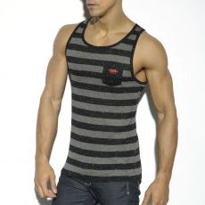 DEBARDEUR STRIPES NOIR  EN VISCOSE TS190 - ES COLLECTION