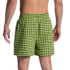 SHORT DE BAIN A DAMIER NOIR ET JAUNE FLUO BLU1660 - OLAF BENZ