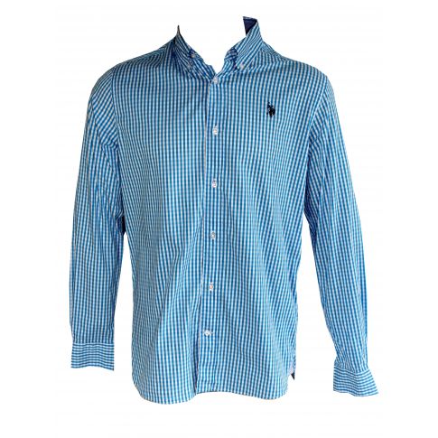 CHEMISE A PETITS CARREAUX BLEU/BLANC - US POLO ASSN